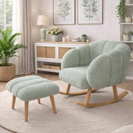 Atelier Del Sofa Lotus - Conjunto de Sillón y Puff Verde